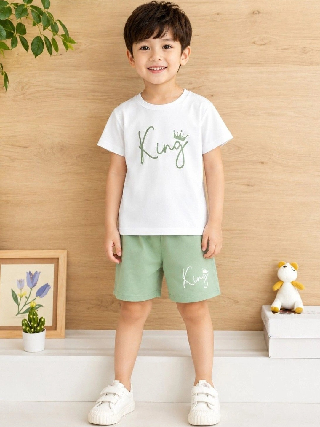 JENNY GARMENT Kids Printed Short Sleeves T-shirt With Shorts