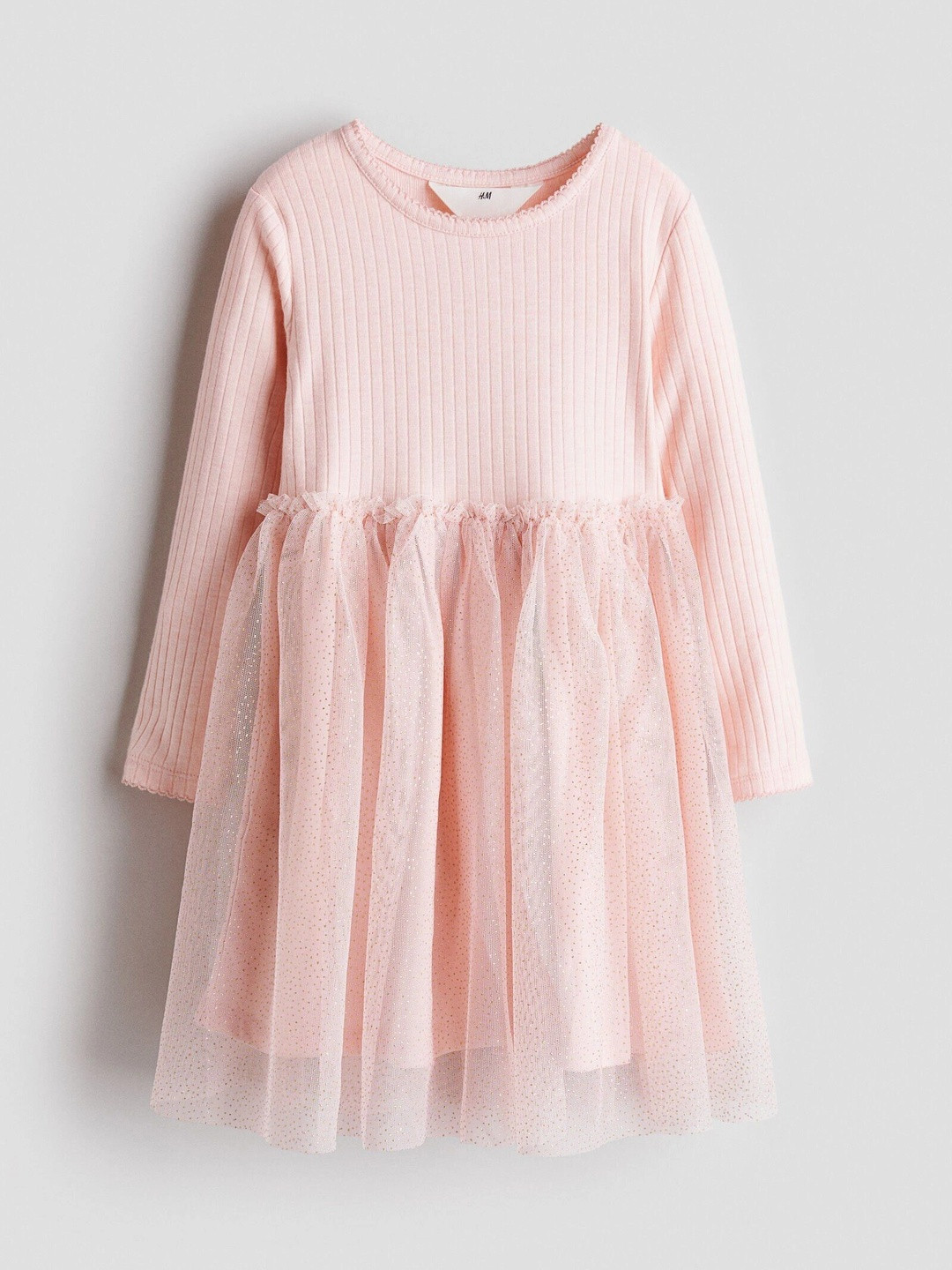 Long-sleeved tulle-skirt dress