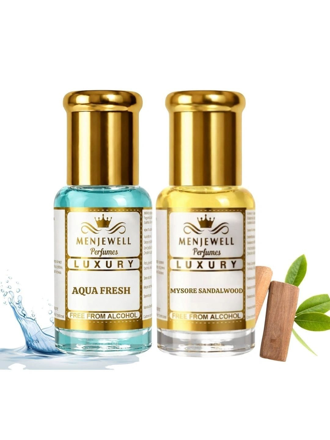 Menjewell Set of 2 Aqua Fresh & Mysore Sandalwood Attar