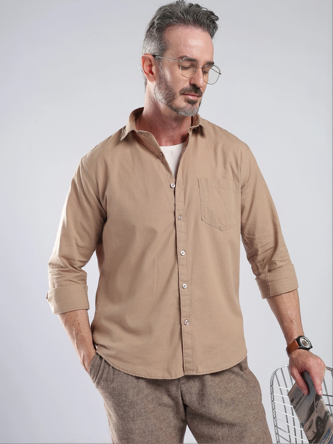 NEVER NEUD Men Comfort Slim Fit Casual Shirt