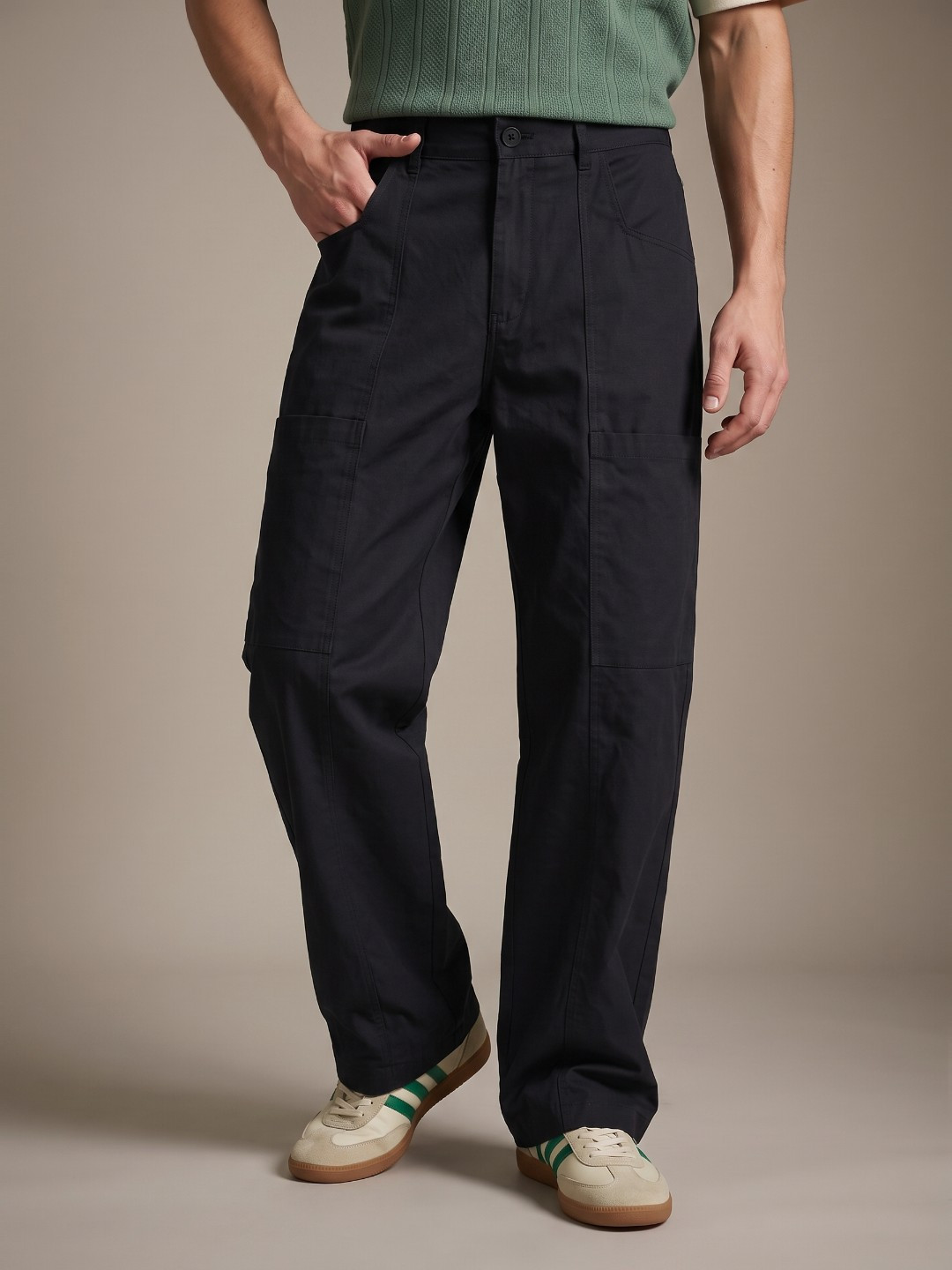 glitchez Men Wide Leg Cargos Trousers