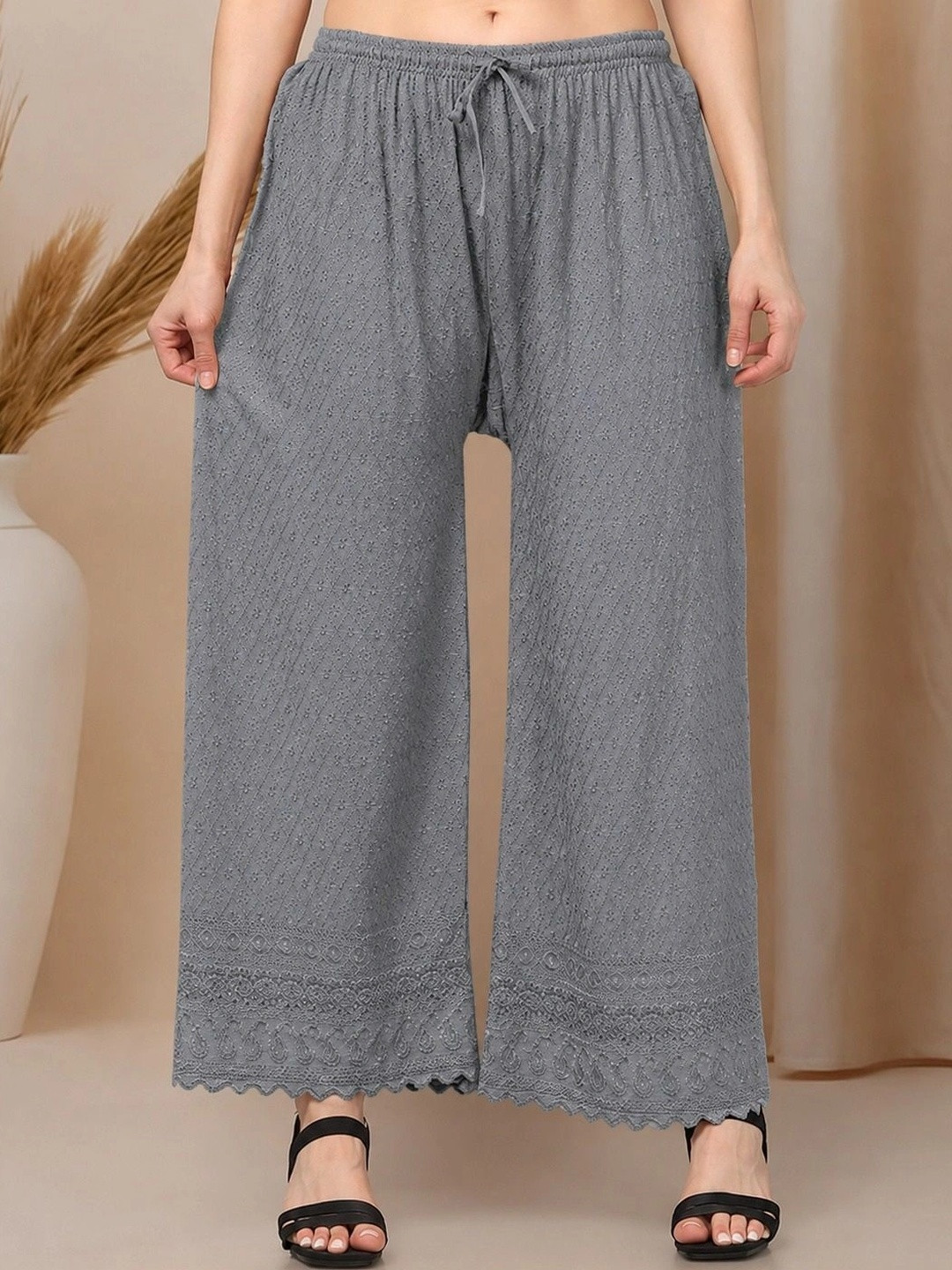 KGFONECLOTH Women Knitted Ethnic Palazzos