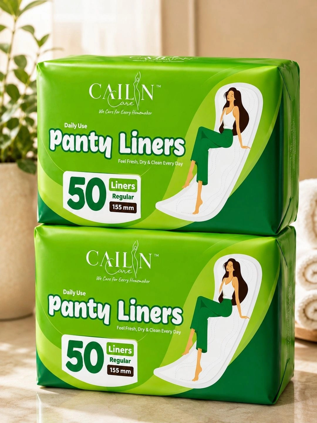 Cailin Care Antibacterial Soft Cotton Ultra Thin Panty Liners - 100 Liners