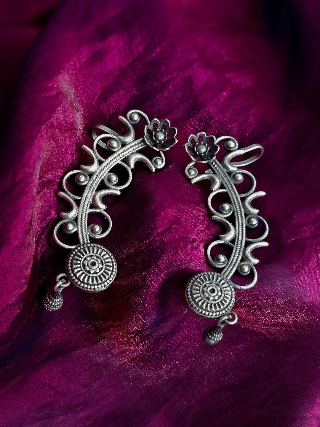 Binnis Wardrobe Silver-Plated Contemporary Ear Cuff Earrings