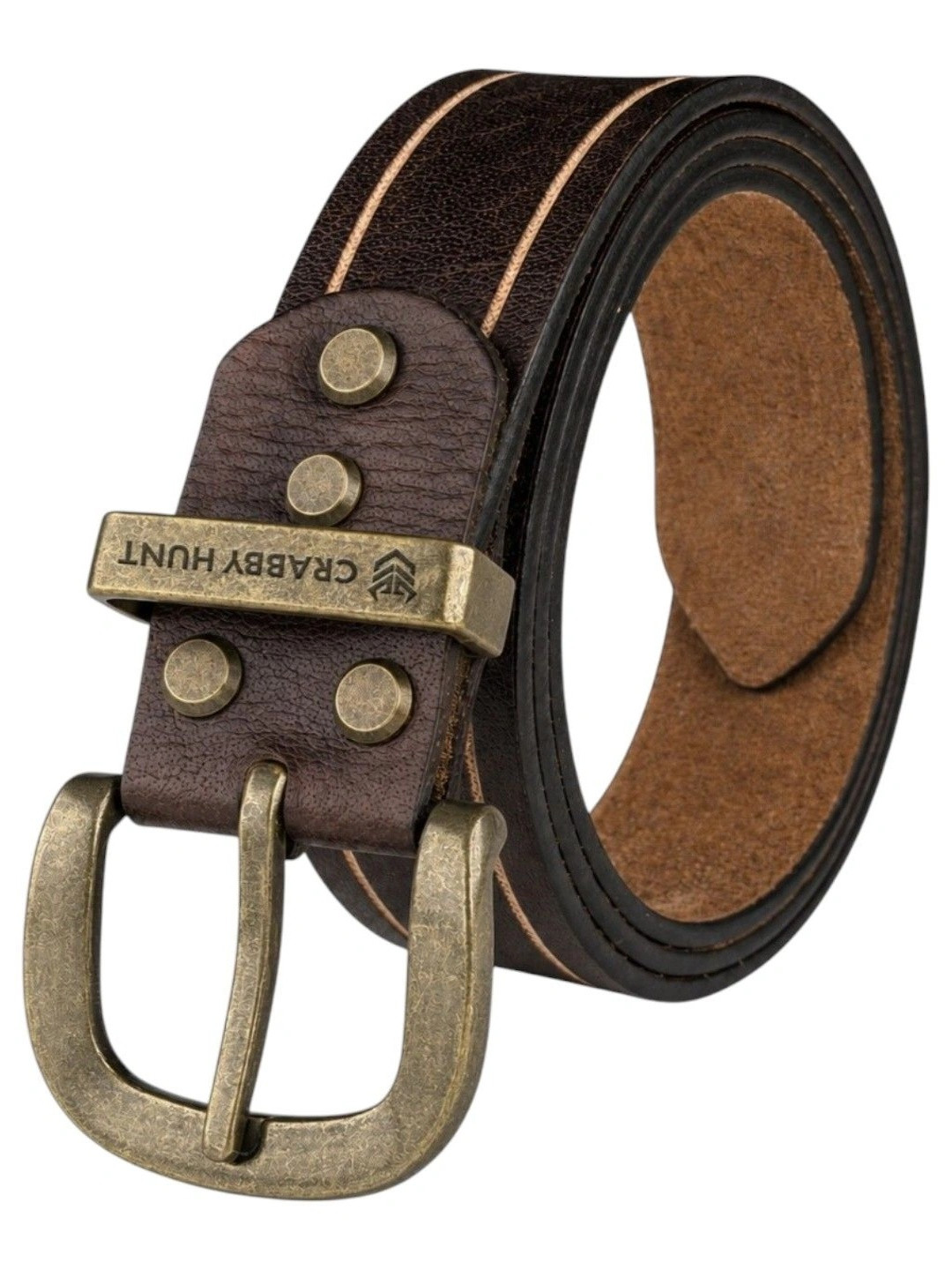 Crabby Hunt Men Textured Leather Belt