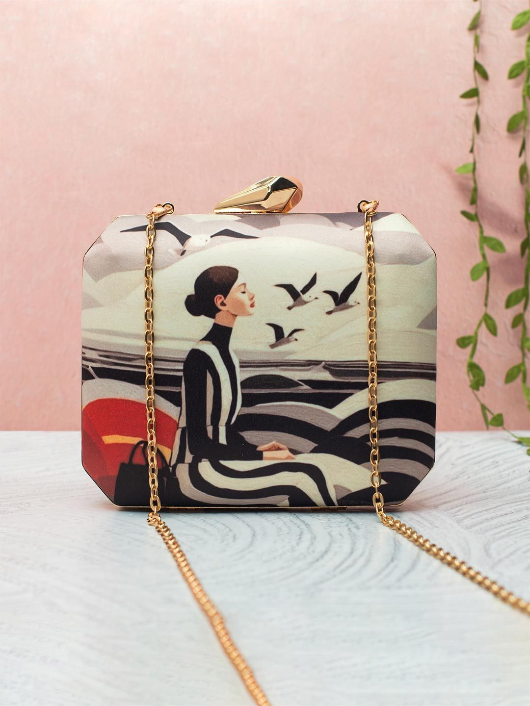 ARTKLIM Printed Box Clutch