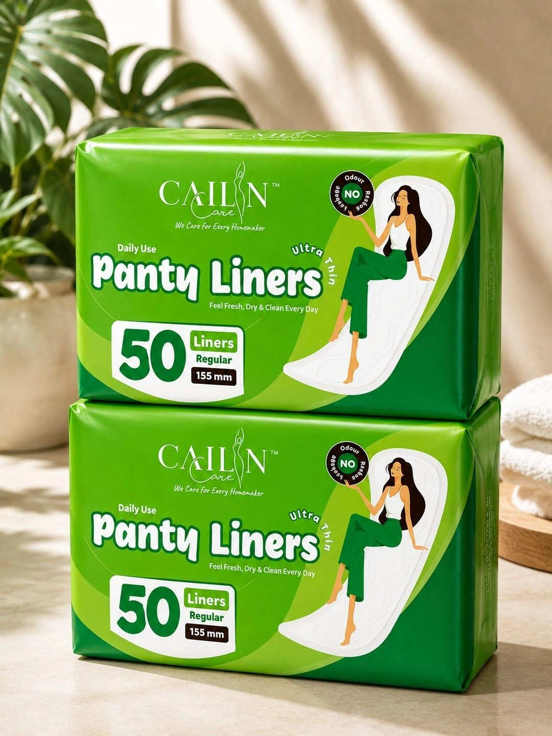 Cailin Care Soft Cotton Ultra Thin Panty Liners Infused With Aloe Vera - 100 Liners