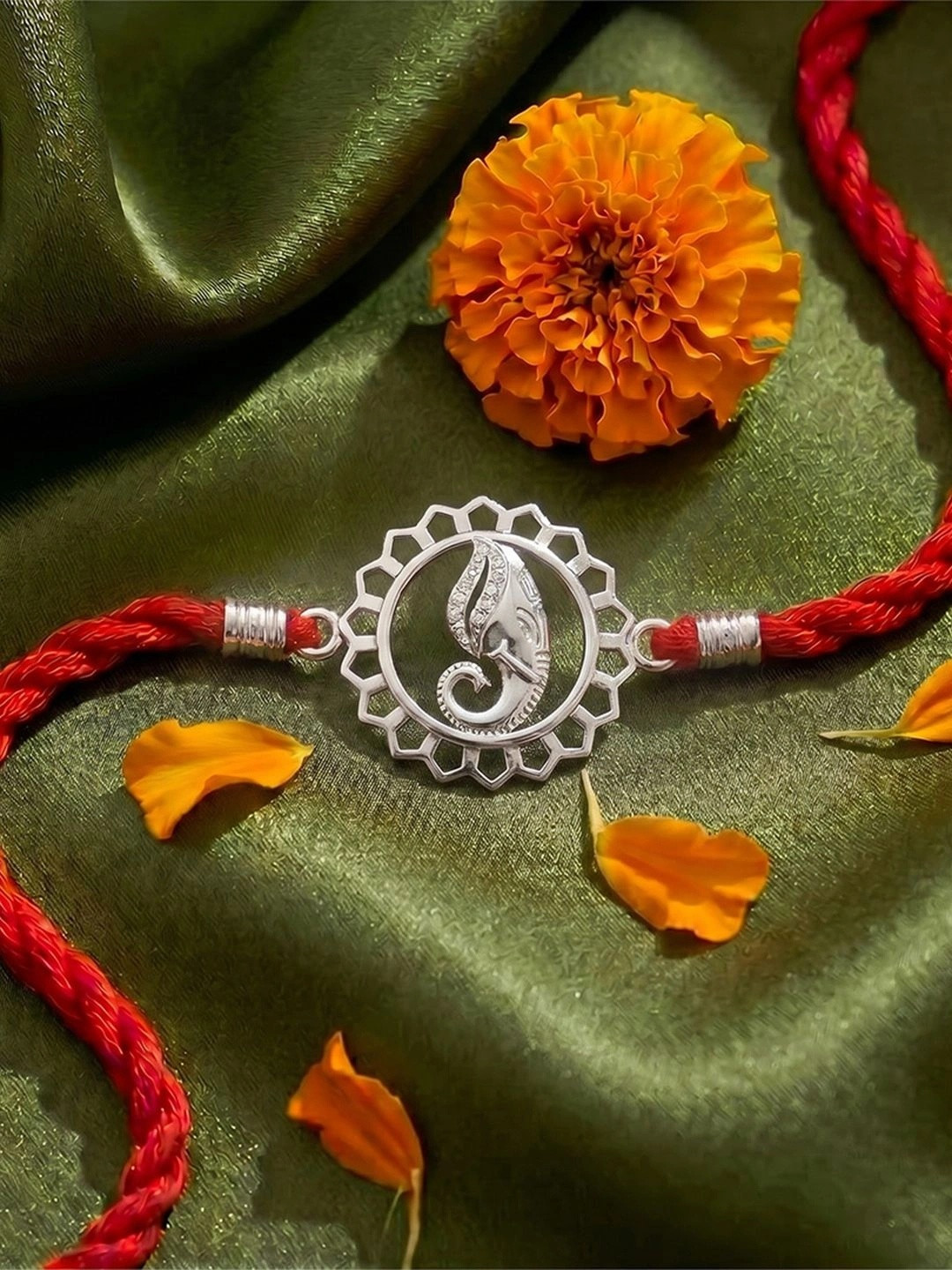 Zavya 925 Sterling Silver Ganesha Designer Rakhi for Brother