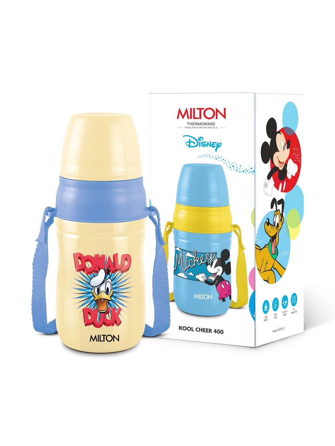 MILTON Disney Kool Cheer 400 Beige 390 ml Plastic Insulated Leakproof Sipper Bottle