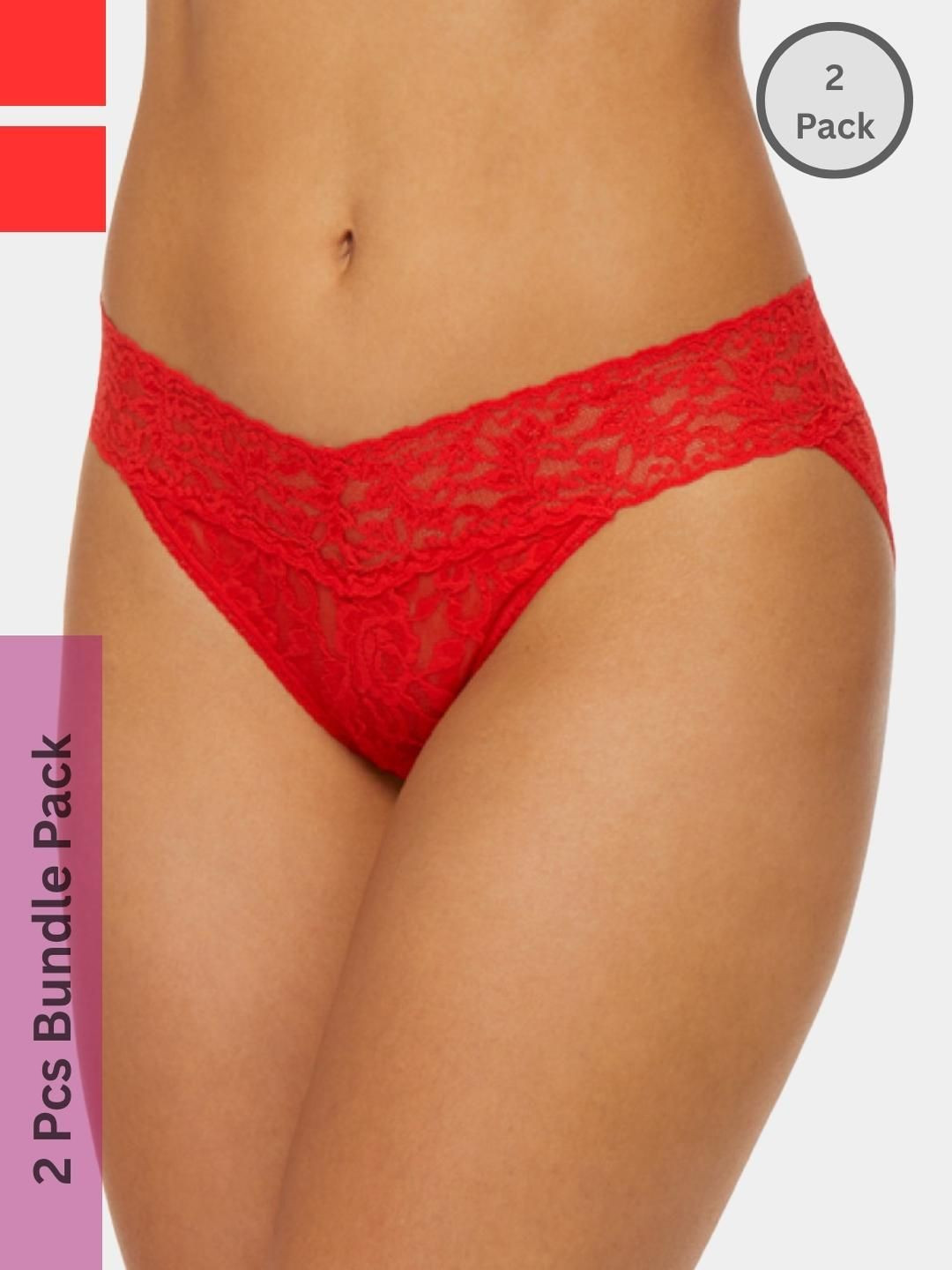 SweetFlirt Enterprises Pack of 2 Seamless Lace Hipster Panty
