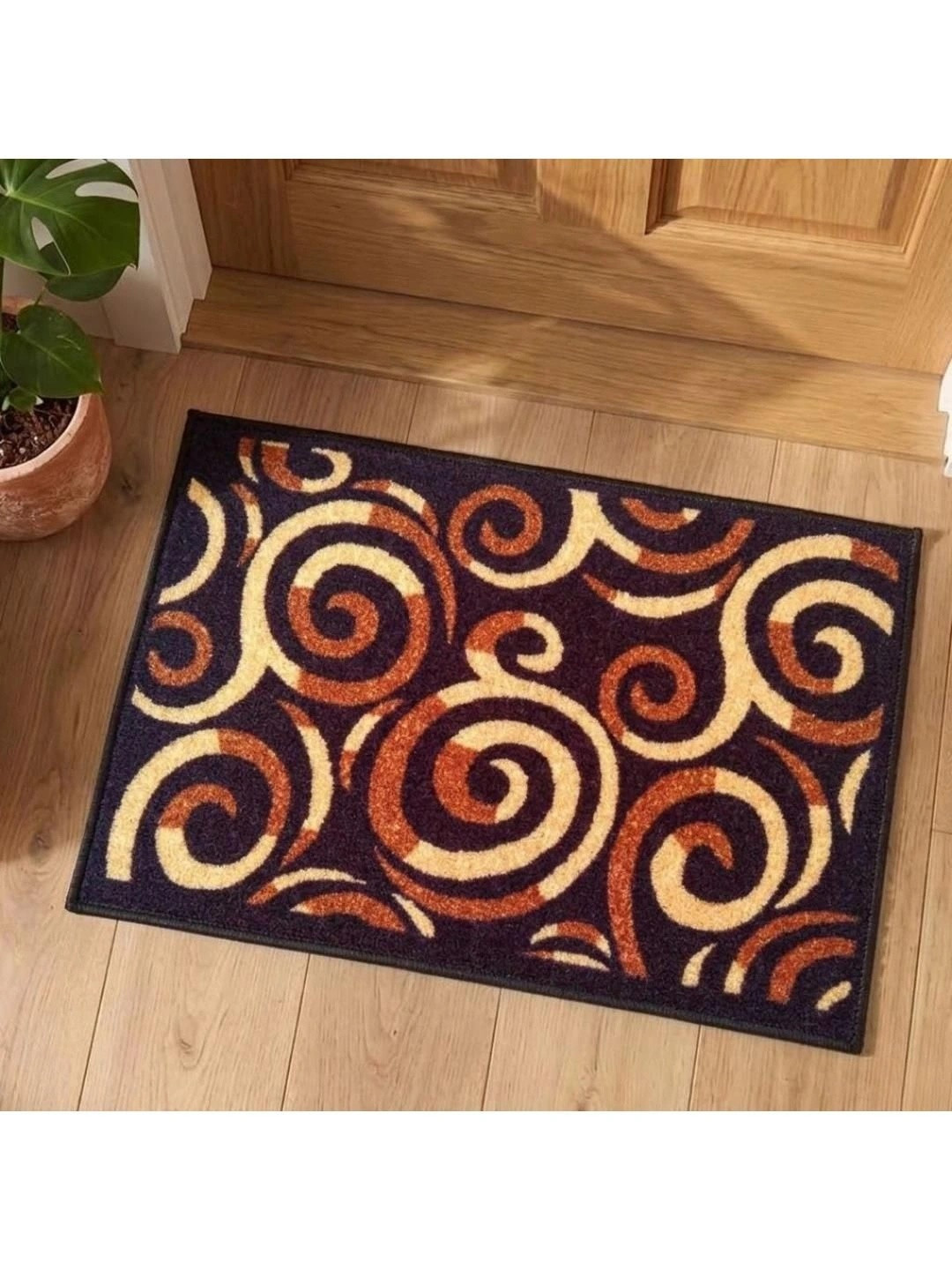 Athom Living Brown & Black Floral Printed Anti-Slip Doormat 57x37 cm