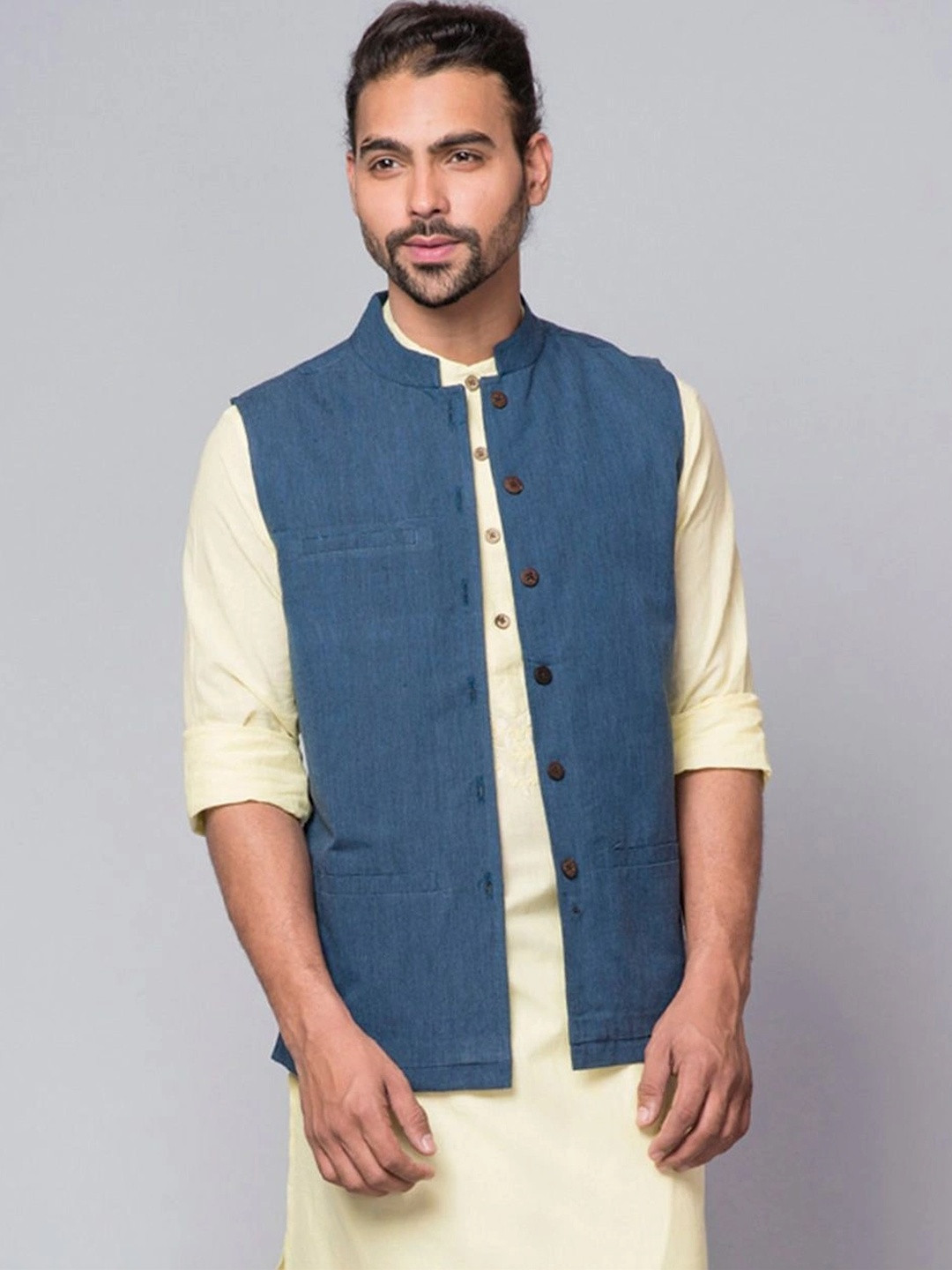 Fabindia Pure Cotton Firdaus Nehru Jacket