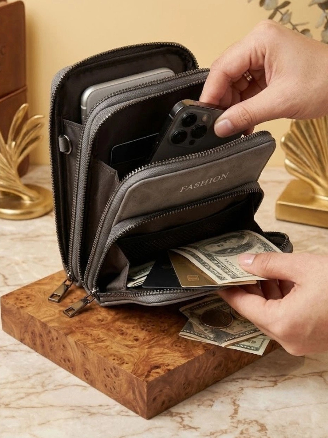 BUDDY CARES Compact Phone Purse with Zip Front Pocket