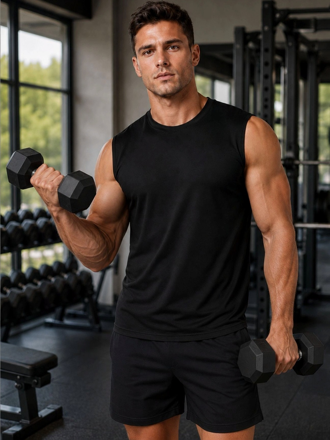 Raxedo Men Relaxed Fit Sleeveless Nylon For No Sweat Workout Vest