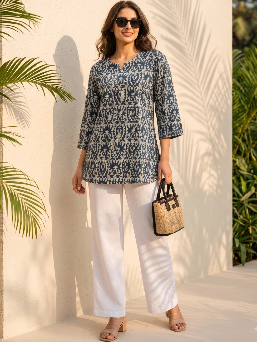 Gs Fashions Floral Embroidered Thread Work Pure Cotton Thread Work Kurti