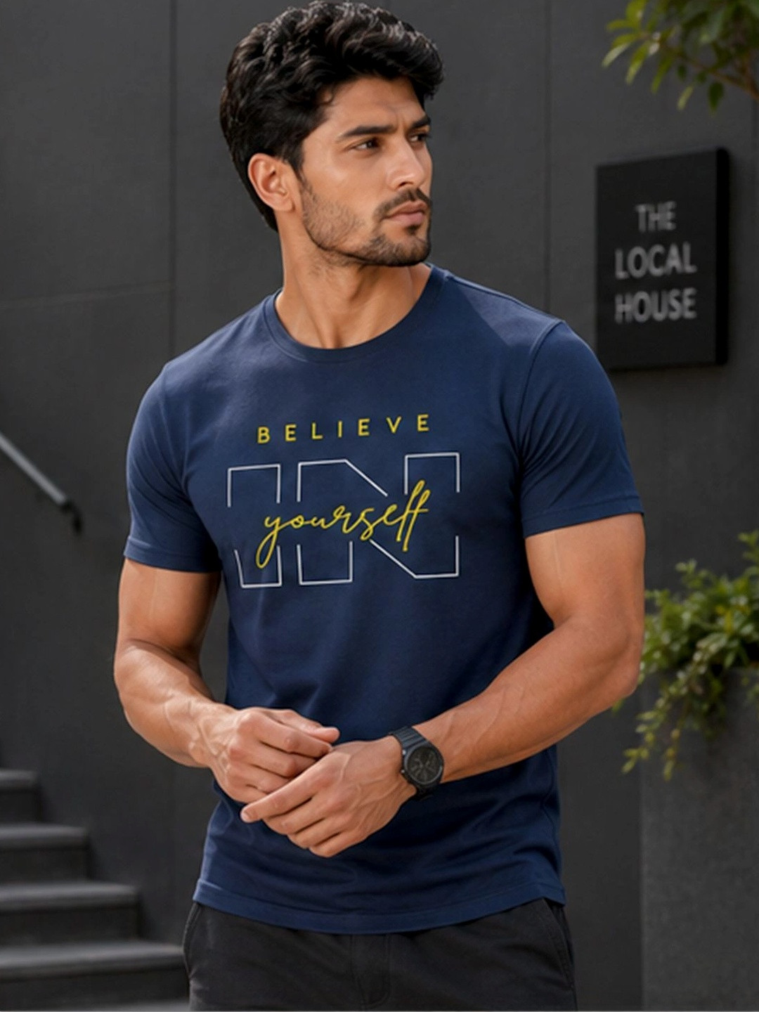 Dpassion Men Quick Dry Gym Printed T-Shirt