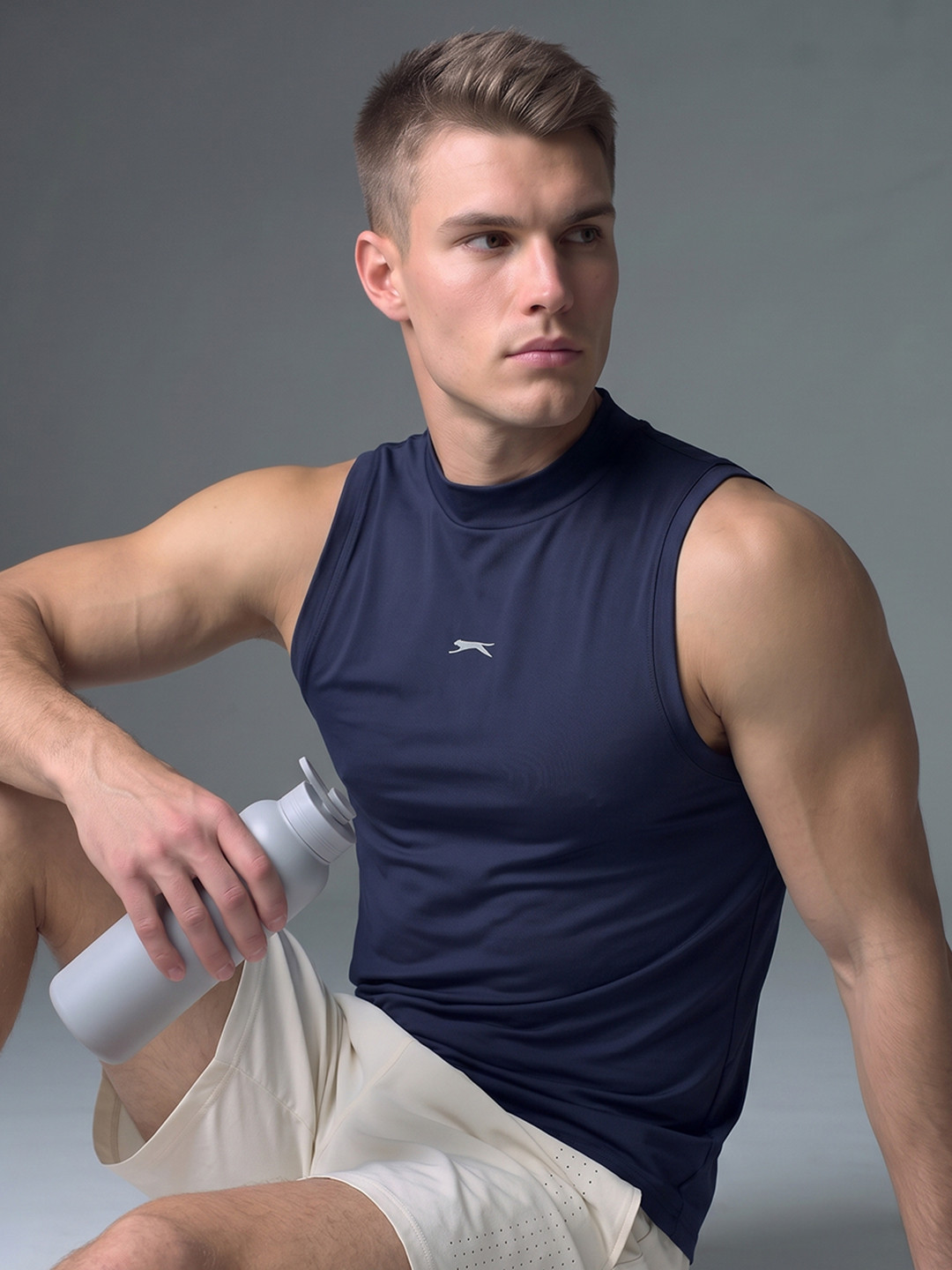 Slazenger Slim Fit Sleeveless Brand Logo T-shirt