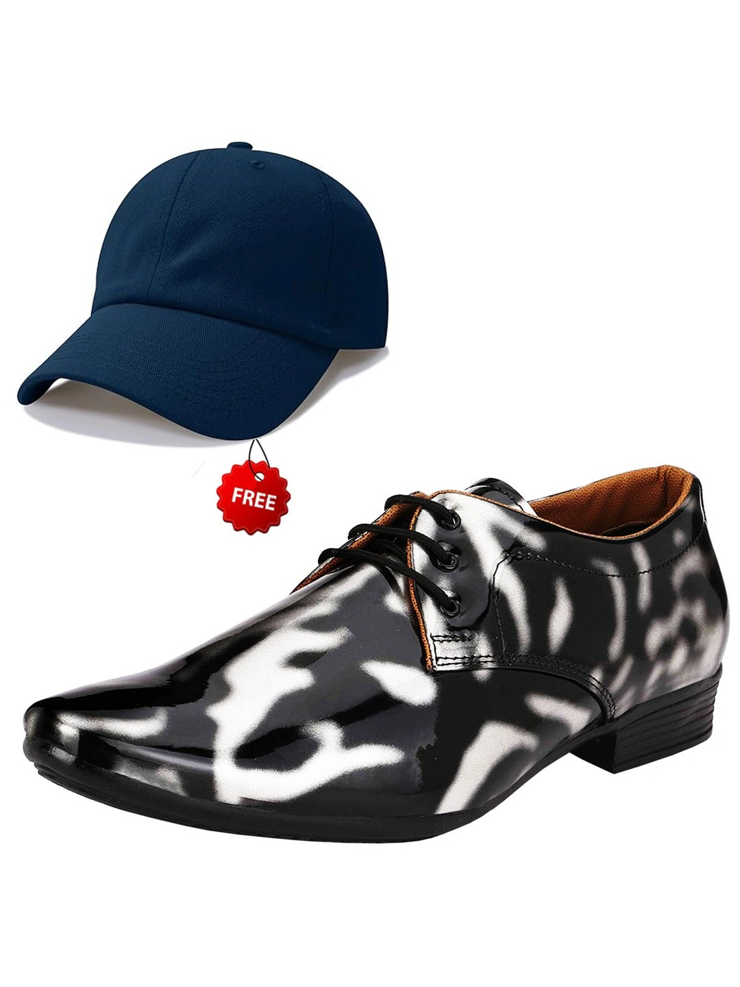 Vitoria Men Textured Pointed Toe Lace-Ups Derbys Formal Shoes With Cap