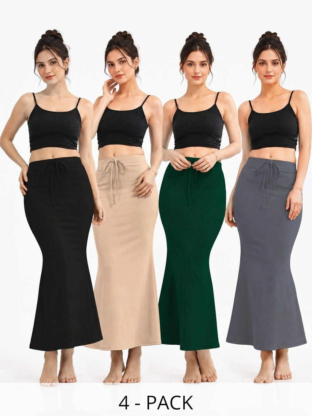 BAESD Pack Of 4 Pure Cotton High Waisted Saree Shapewear