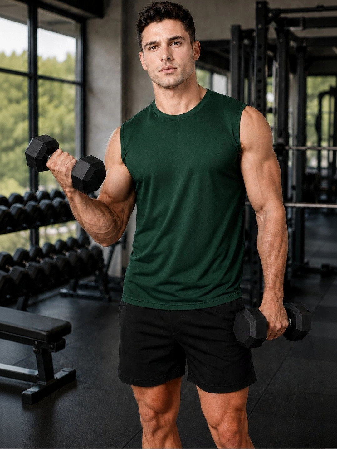 Raxedo Men Solid Sleeveless Zip-Up Hoodie Gym Vest Tank Top for Workout