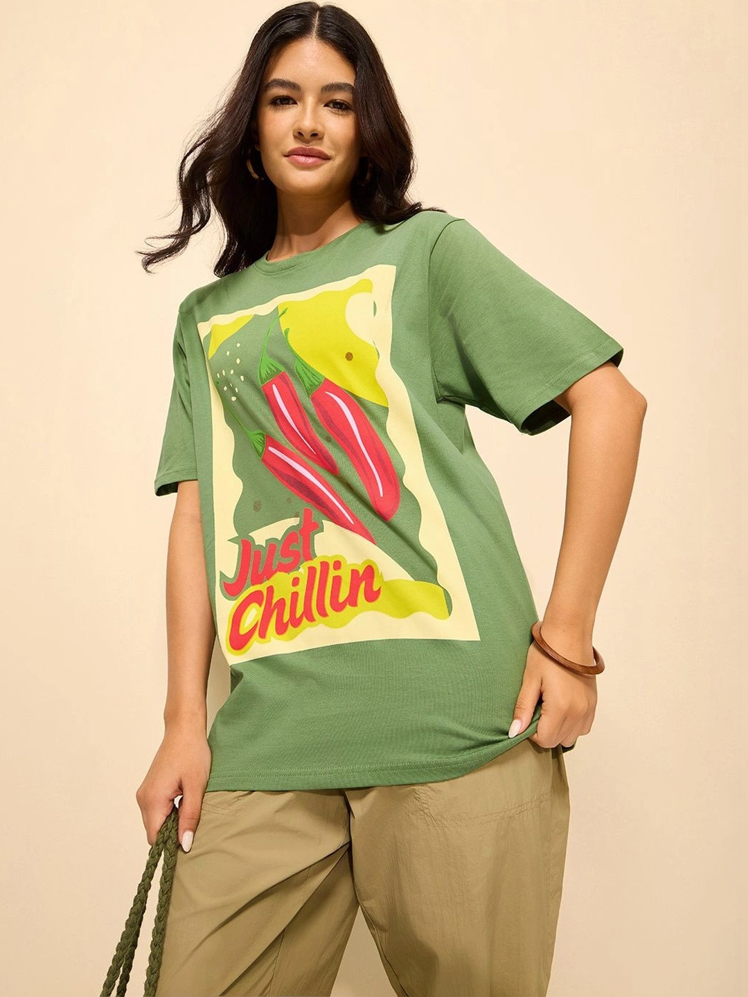 DILLINGER Women Printed Oversized Fit Cotton T-Shirt