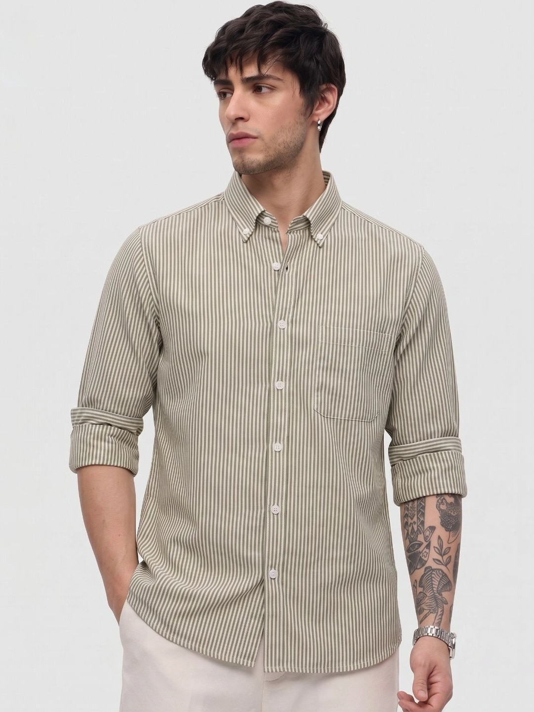 HENSHIKA Men Standard Striped Casual Shirt