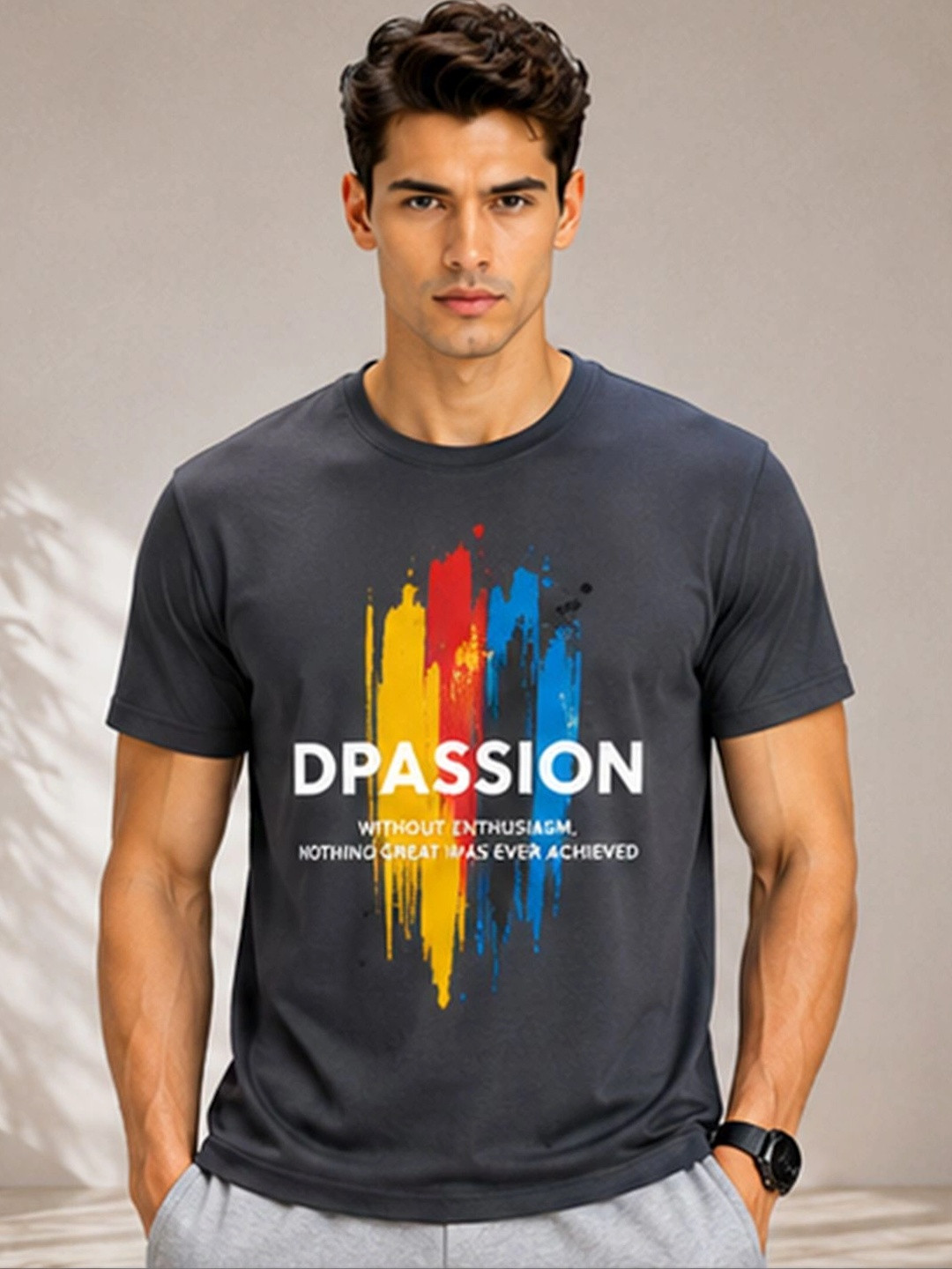 Dpassion Men Quick Dry Gym Printed T-Shirt