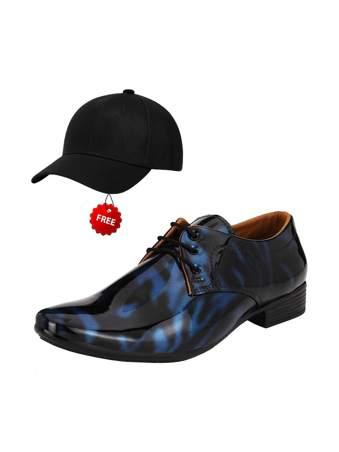Vitoria Men Textured Pointed Toe Lace-Ups Derbys Formal Shoes With Cap