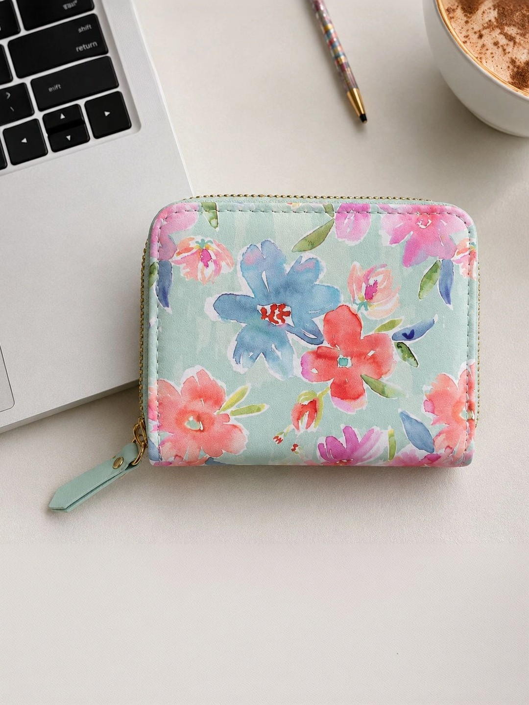 VALERIE Women Floral Printed PU Zip Around Wallet
