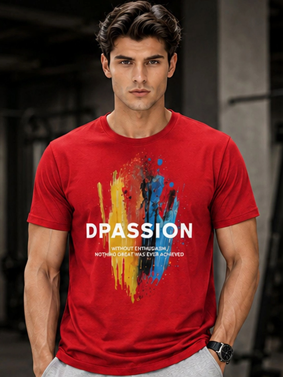 Dpassion Men Quick Dry Gym Printed T-Shirt