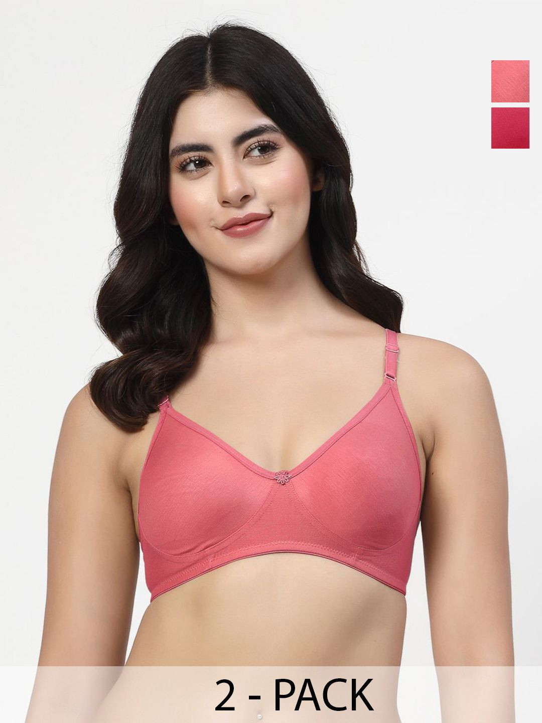 LILY Pack Of 2 Solid Full Coverage Regular T-Shirt Bra wnysor