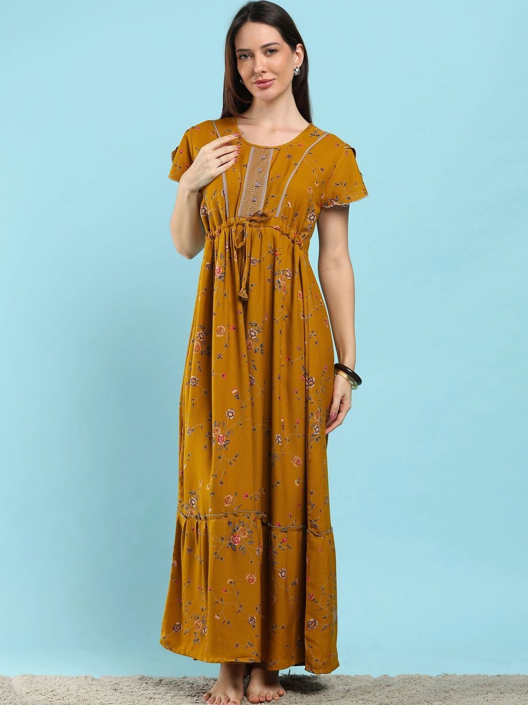 9shines Label Printed Maxi Nightdress