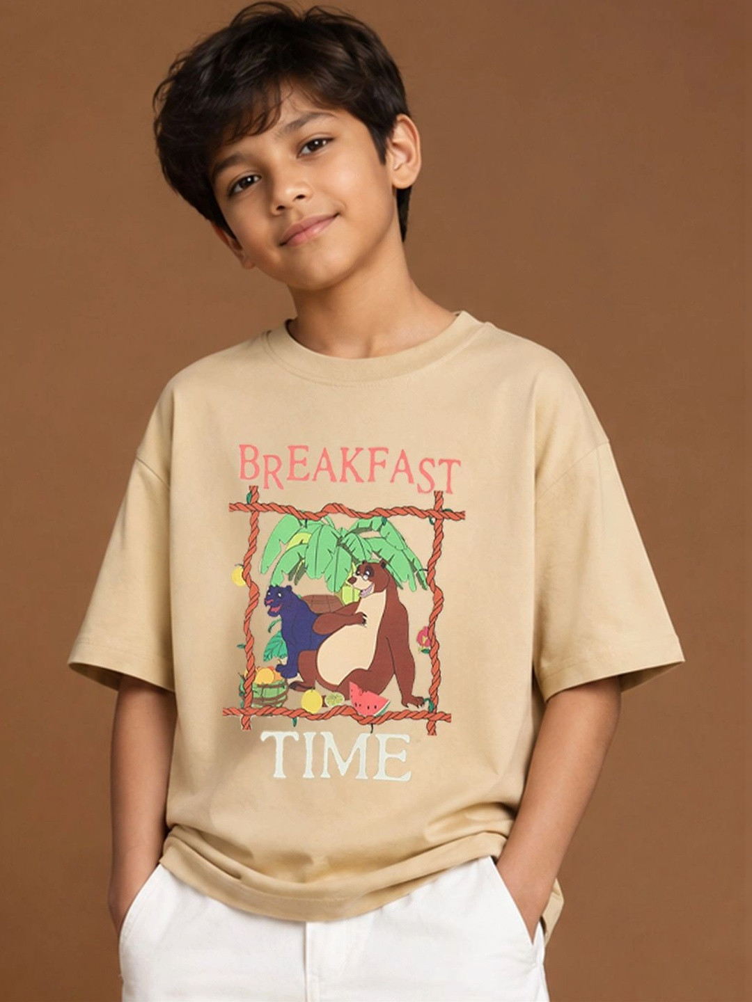 Button Bear Kids Cotton Jungle Book Printed Oversized Short Sleeve T-Shirt