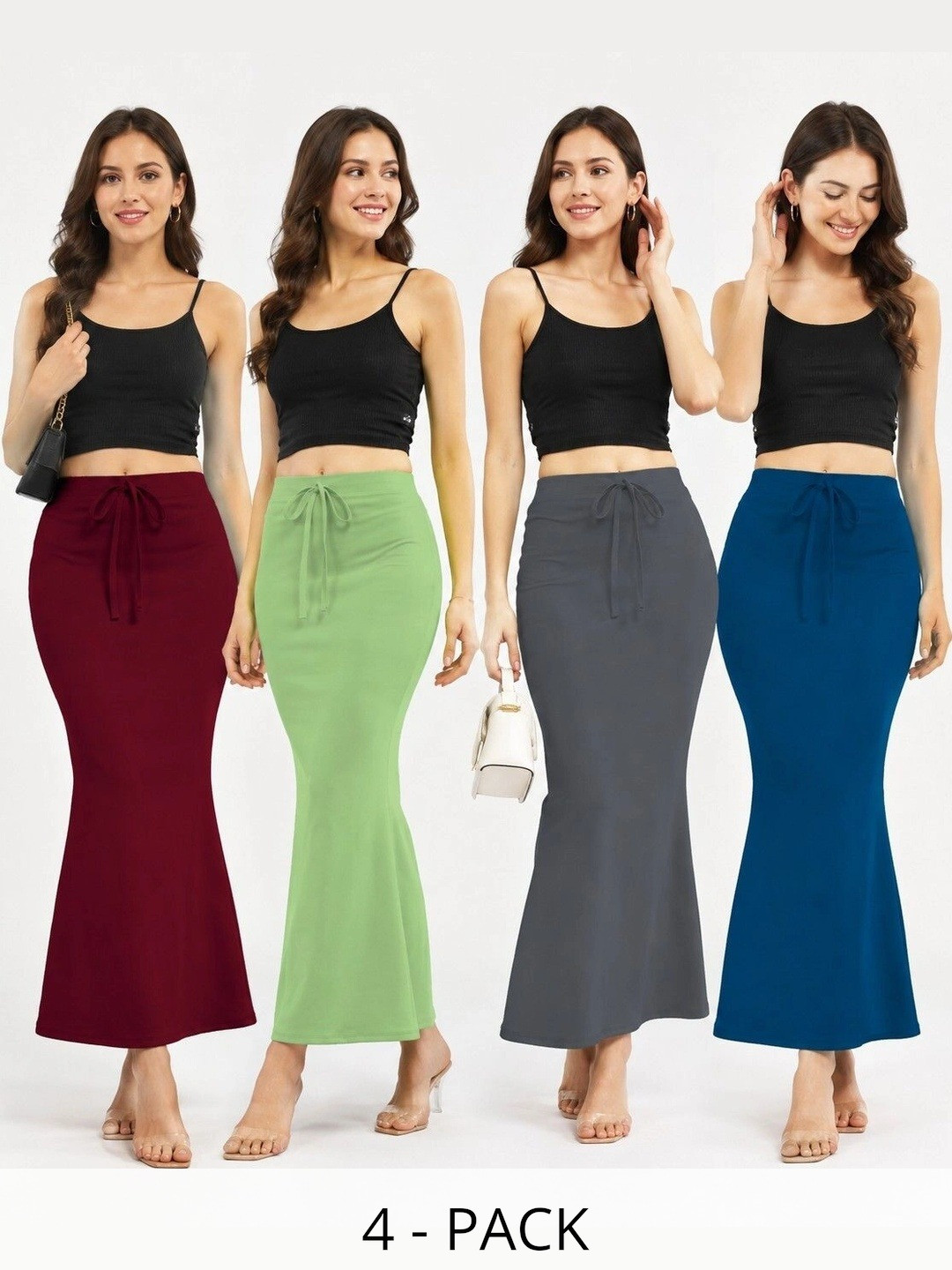 BAESD Pack Of 4 Pure Cotton High Waisted Saree Shapewear