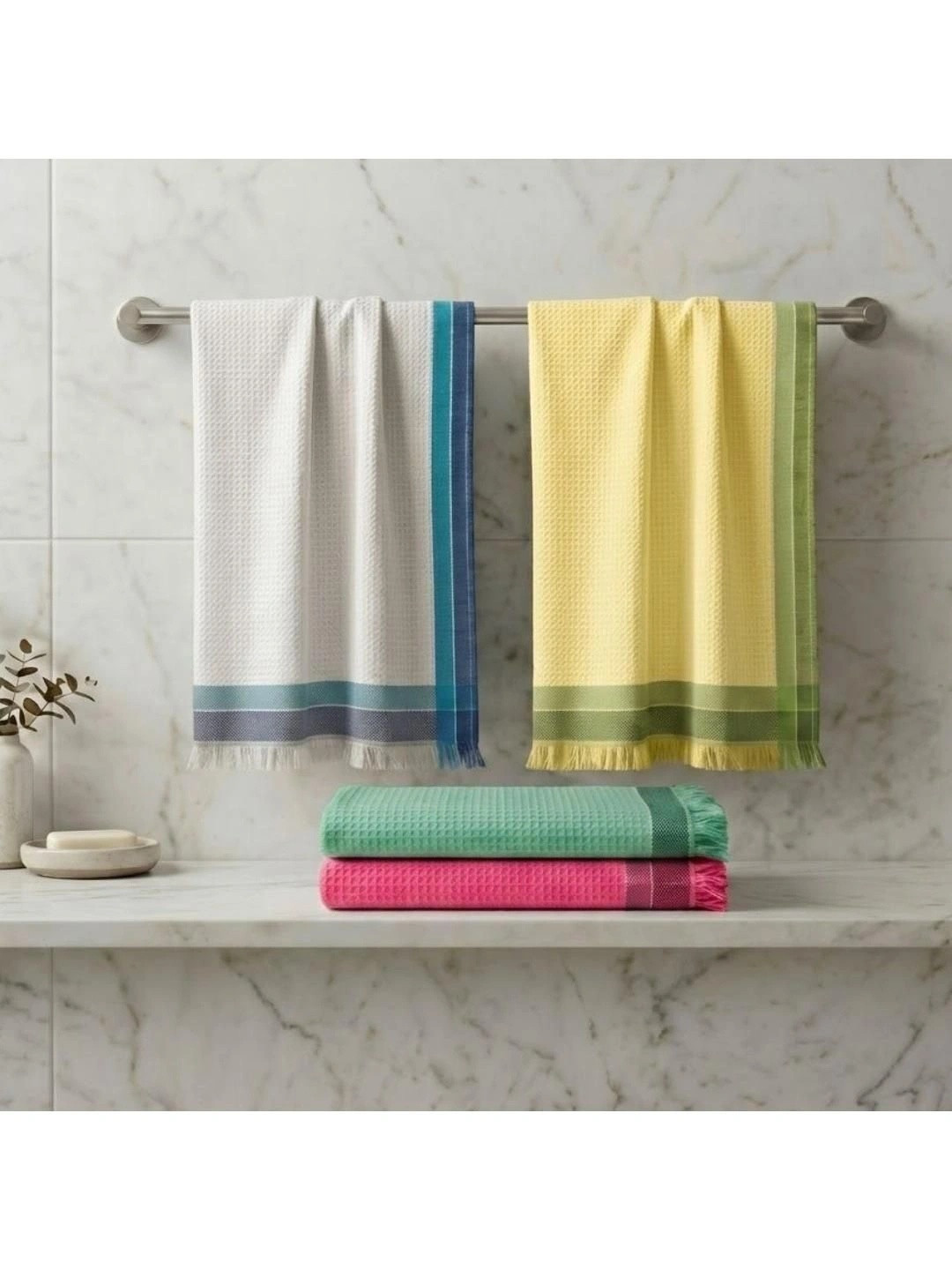 Athom Trendz 210GSM Super Soft 4PCs Adult Regular Bath Towel-30x59In