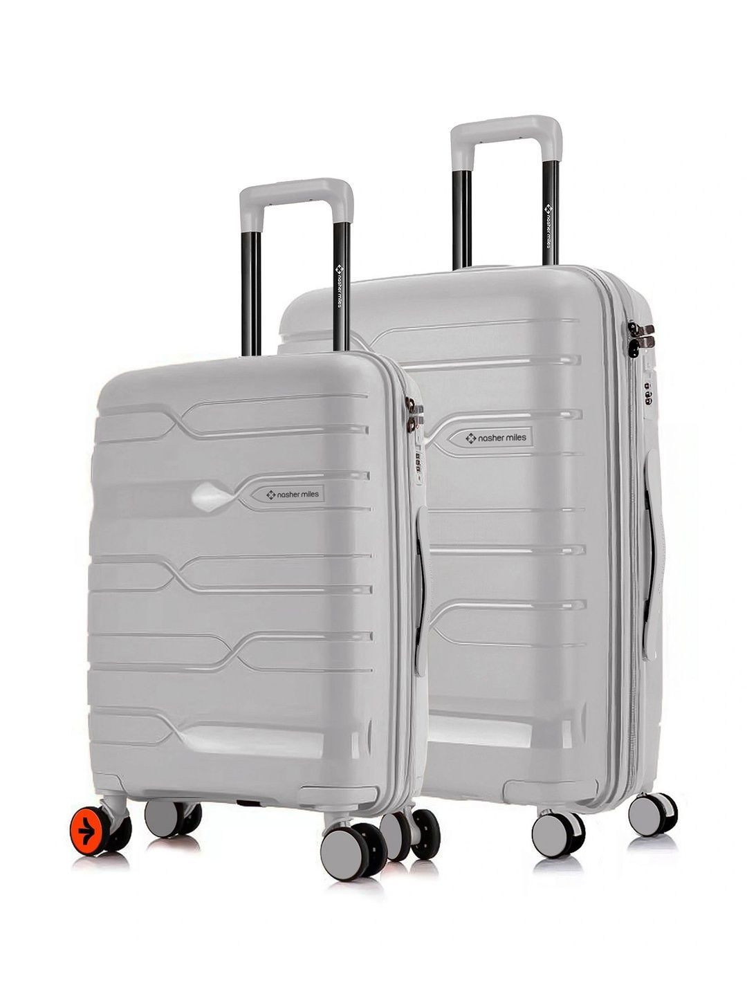Nasher Miles Paris Combo Set of 2 Grey Medium & Large Hard Suitcase Trolley Bag 76L/111L