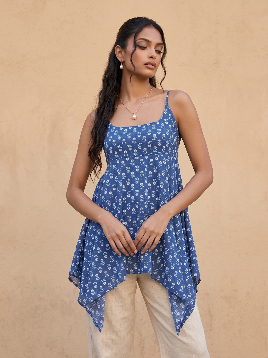 fusion by glitchez Floral Printed Shoulder Straps Kurti