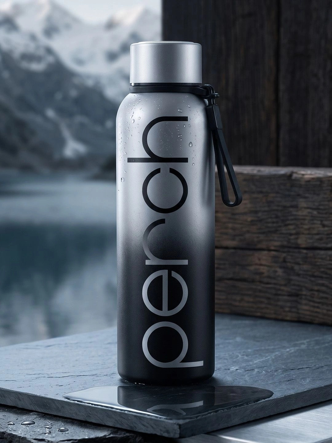 PERCH Zion Black Stainless Steel Double Wall Vacuum Insulated Water Bottle-720ml