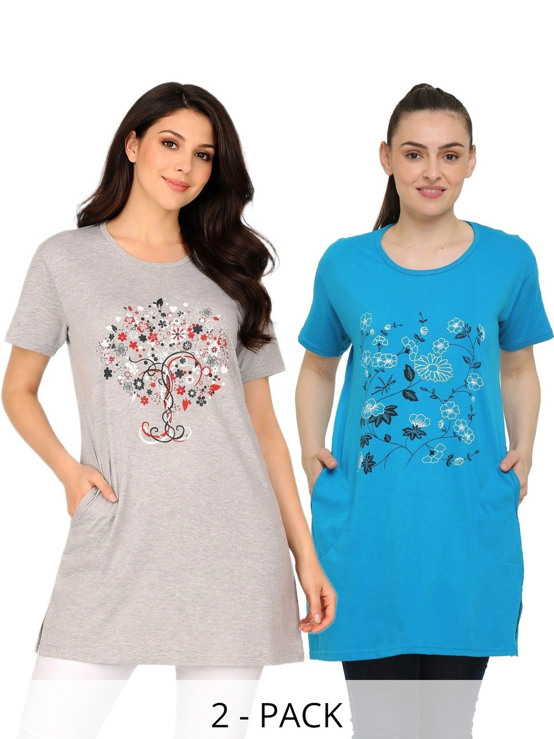DASPRATION Women Floral 2 Printed Pockets T-shirt