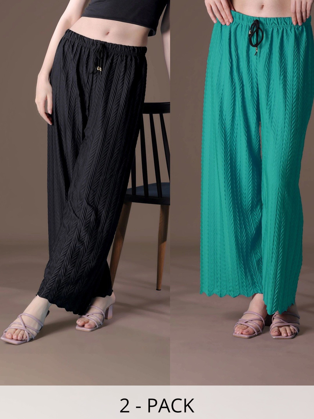 Tijarat Women 2 Knitted Ethnic Palazzos