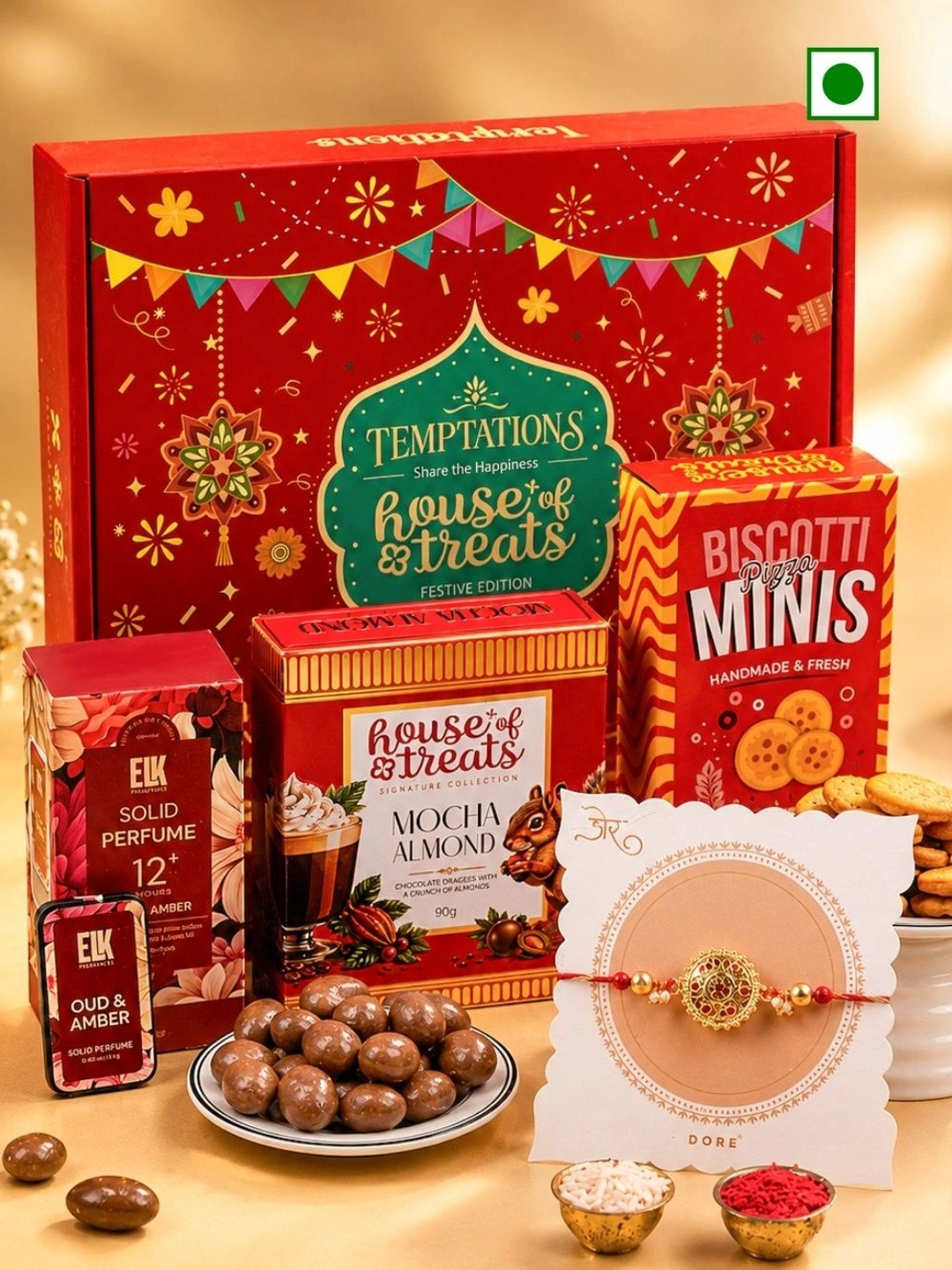 RawFruit Rakhi For Brother Oud & Amber Solid Perfume for Gift Hampers Temptations Hamper