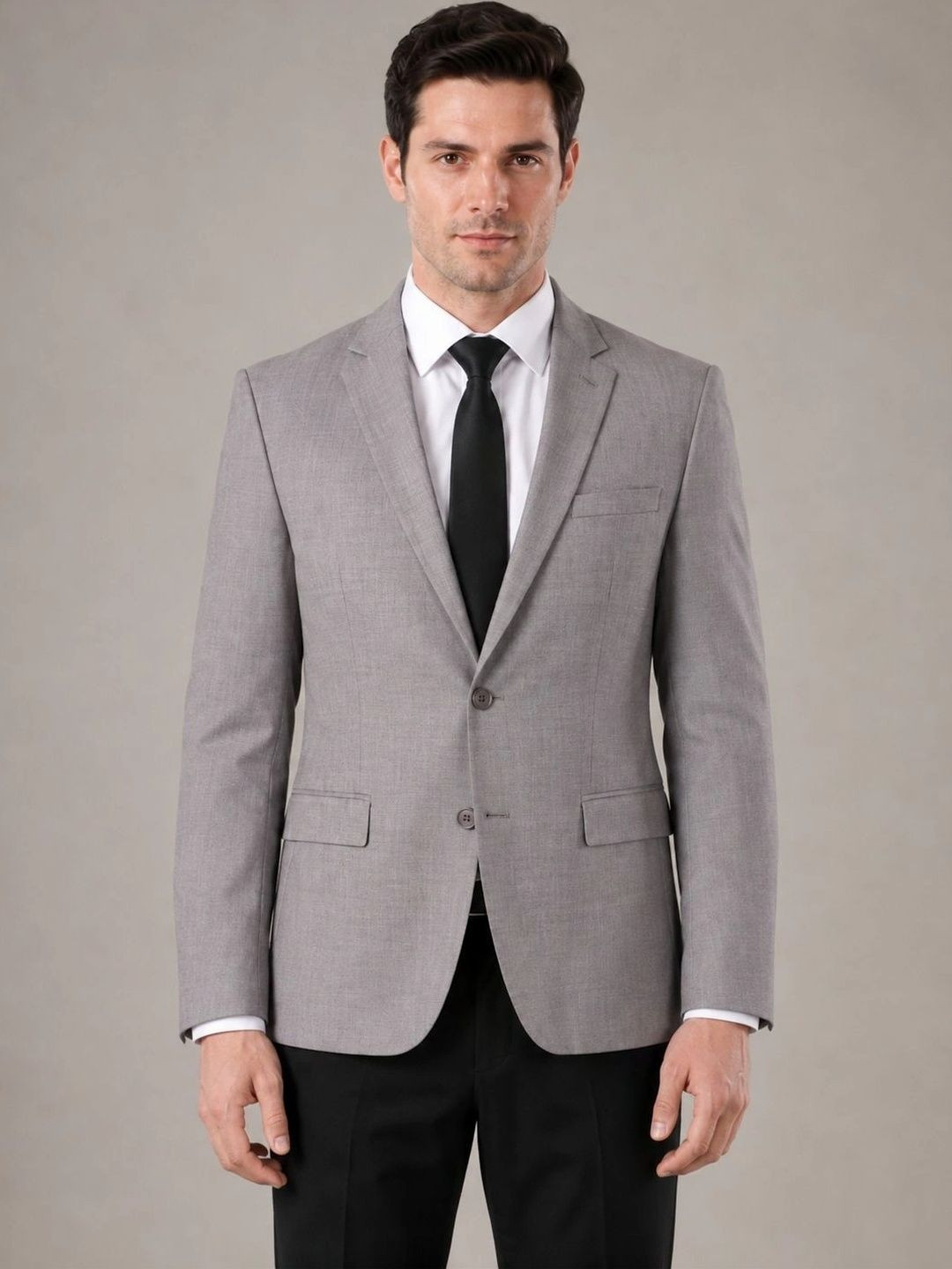 Integration Notched Lapel Single-Breasted Slim Fit Formal Blazers