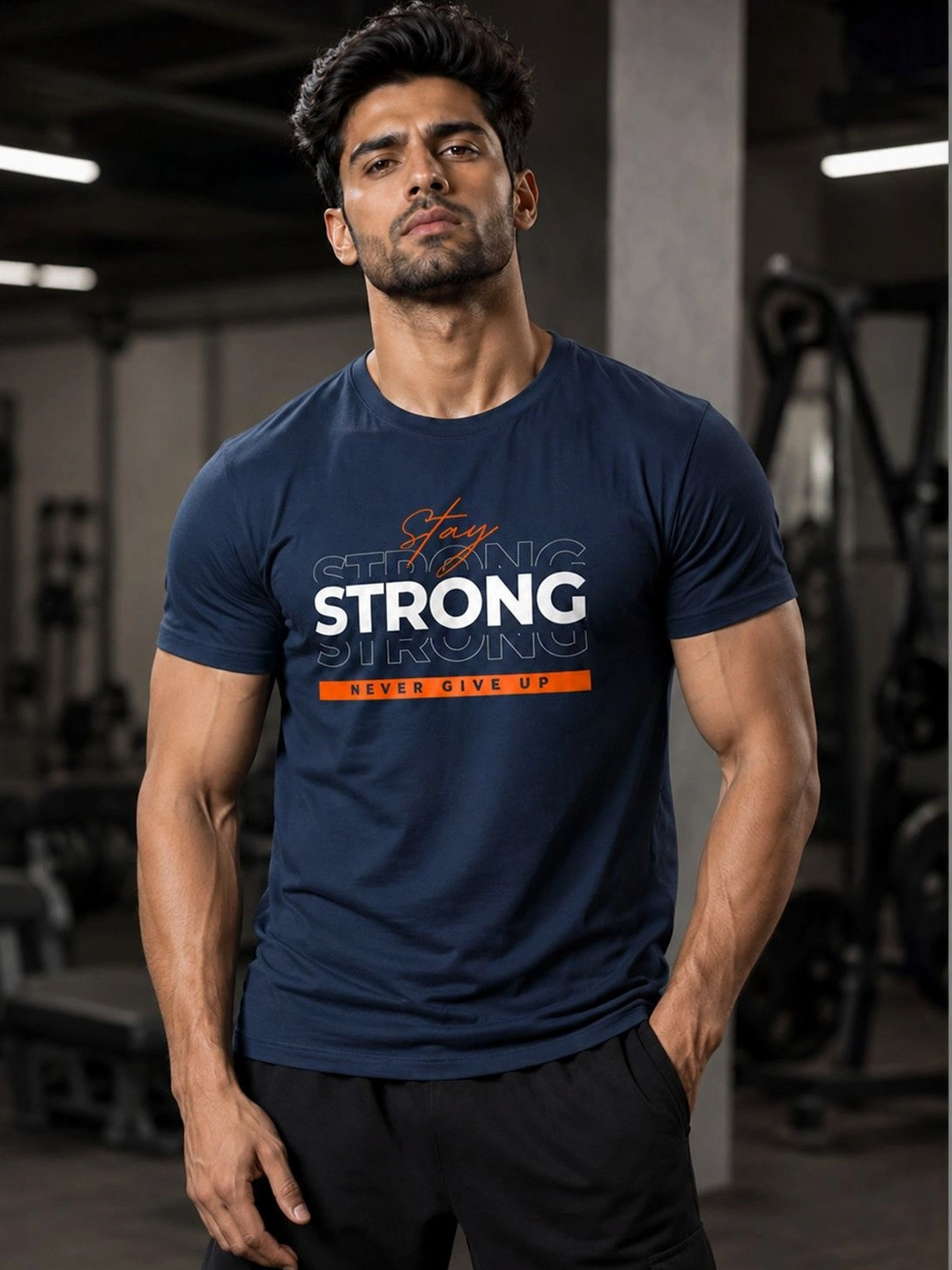 Dpassion Men Quick Dry Gym Printed T-Shirt