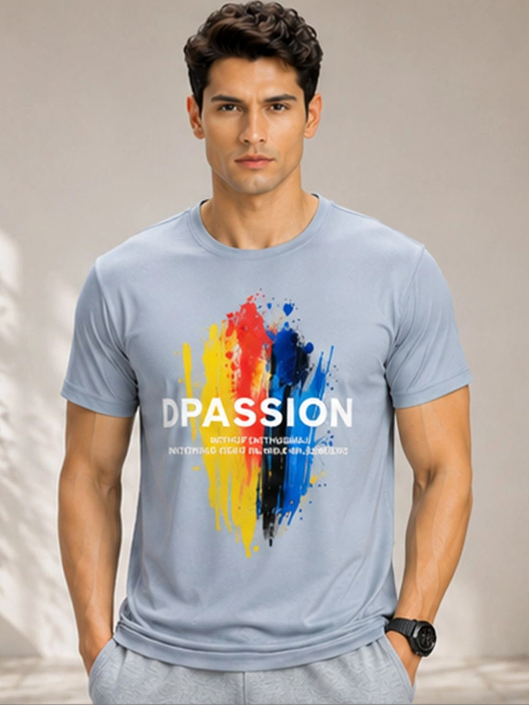 Dpassion Men Quick Dry Gym Printed T-Shirt