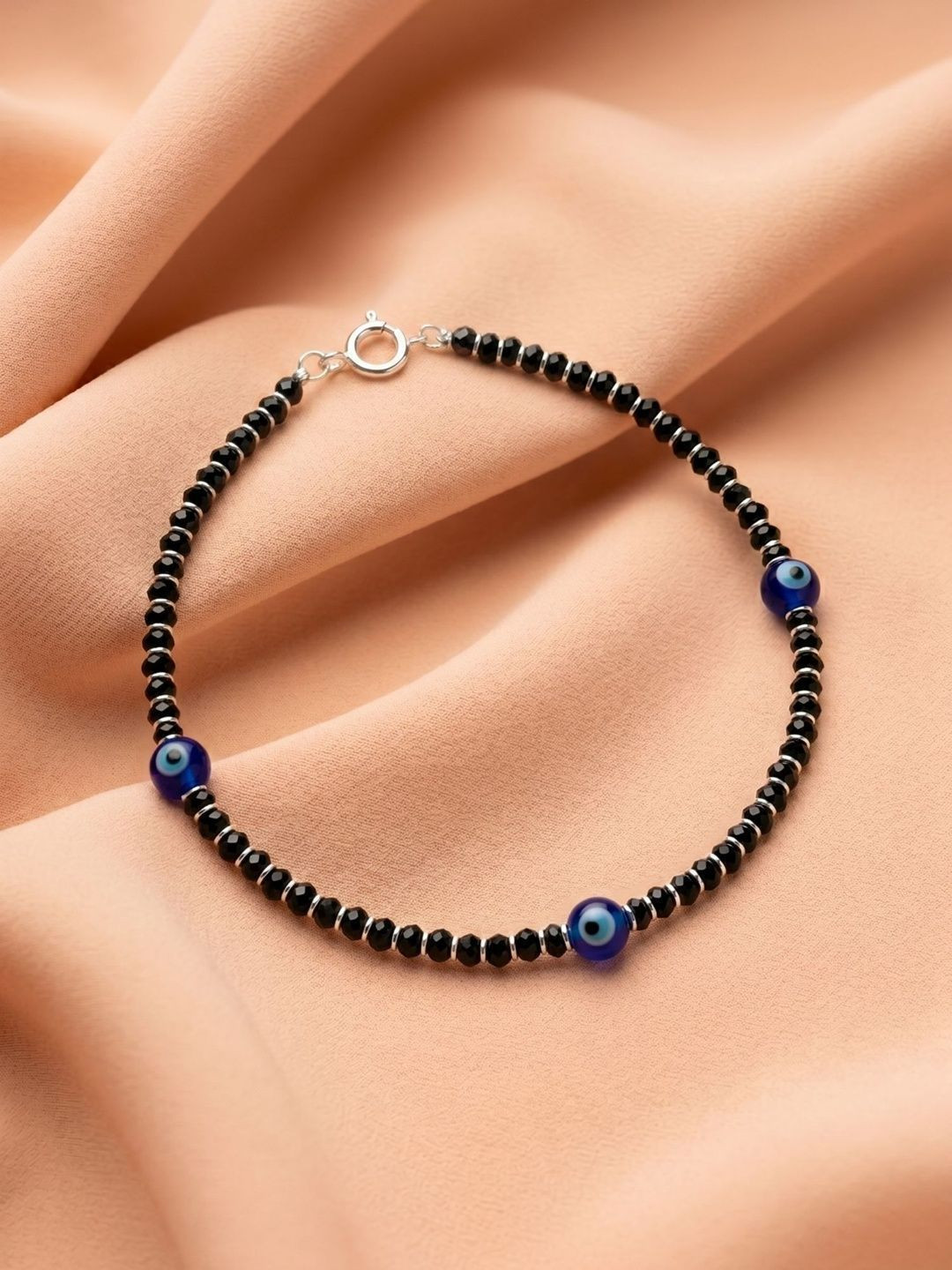 925 SILLER 925 Pure Silver Triple Evil Eye Nazariya Anklet