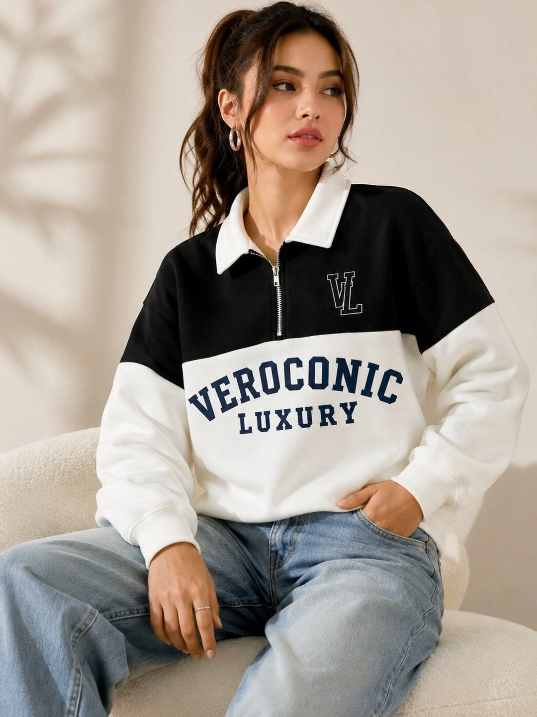 VEROCONIC Women Colourblocked Sweatshirt