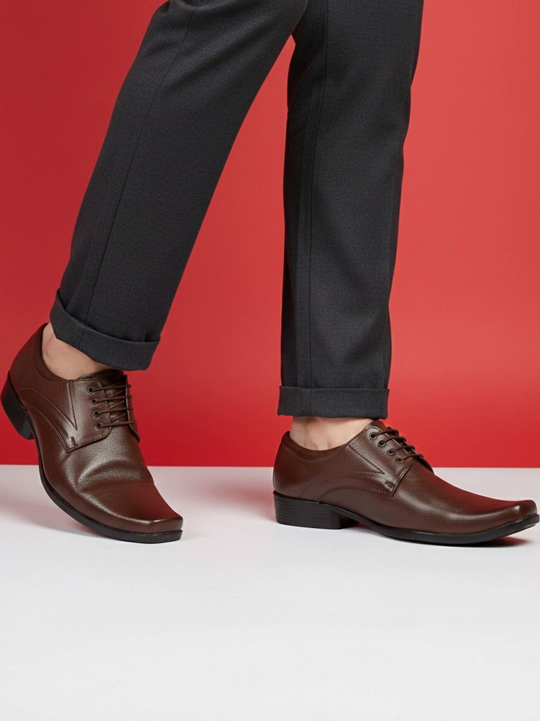 Vitoria Men Square Toe Lace-Ups Derbys Formal Shoes With Cap