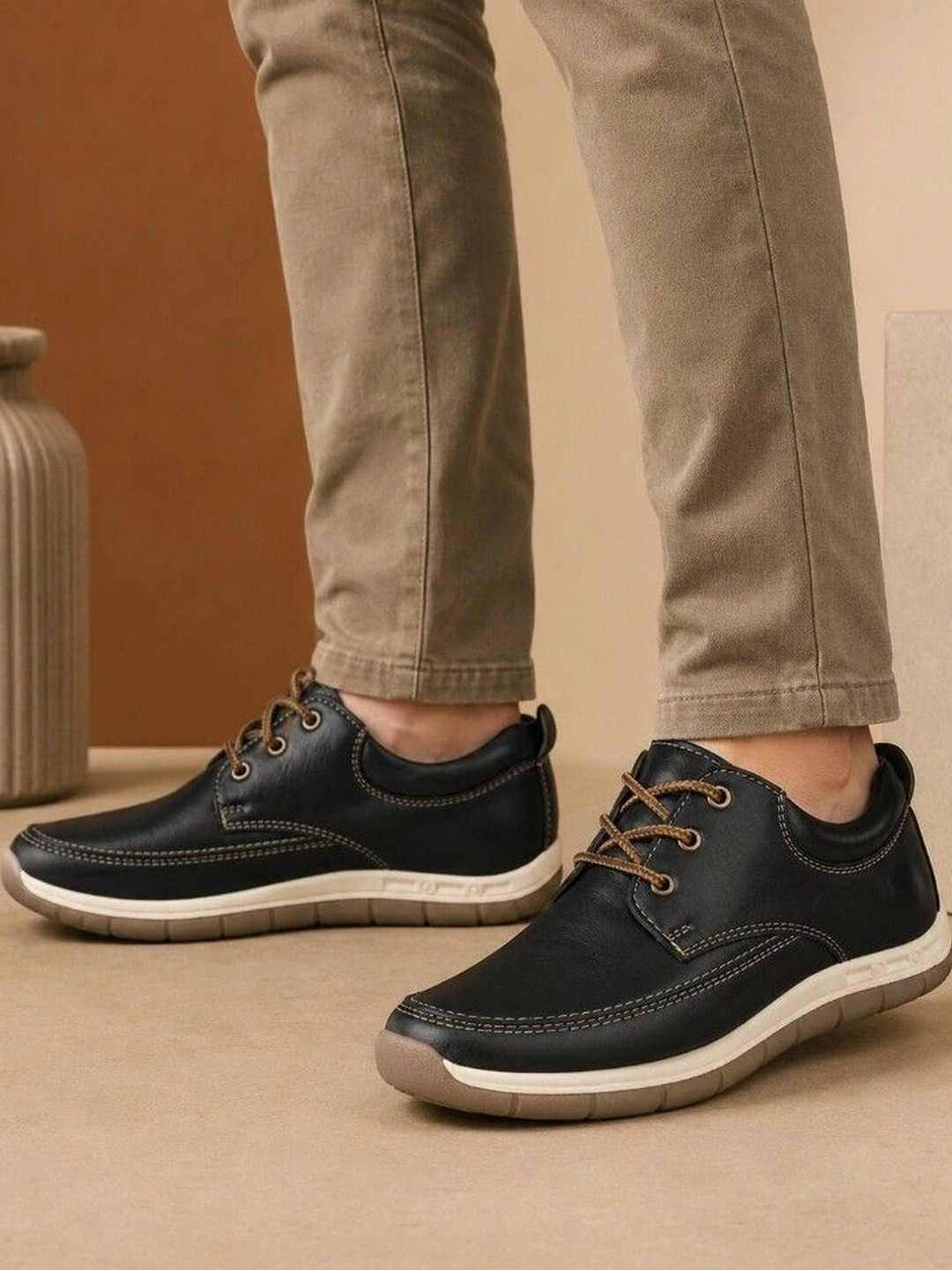 Roadster Men Black Solid Lace-Up Derby Shoes with Cushioned Comfort Sole
