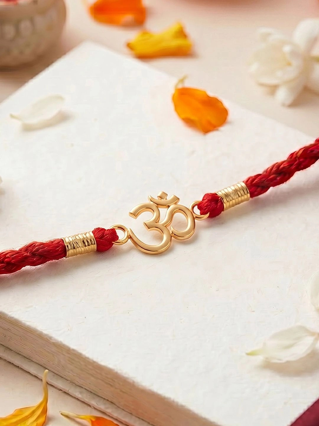 Zavya Men Gold-Plated 925 Sterling Silver Om Rakhi