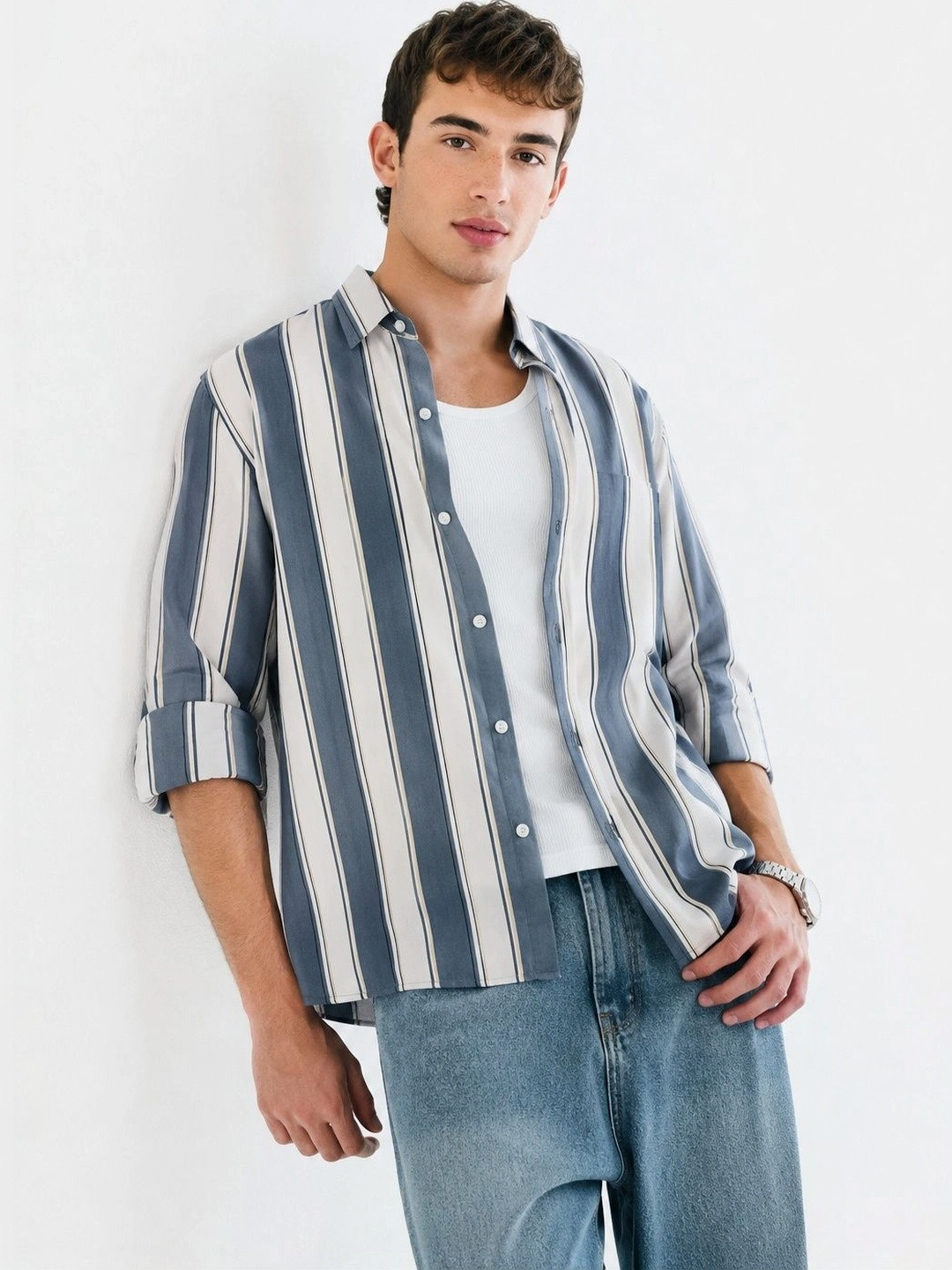 SHIRTZONE Men Comfort Striped Casual Shirt